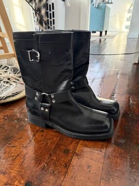 Black Leather Harness Boots